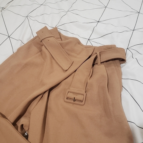 Aritzia Wilfred Delacour Pant High-Rise Belted Trouser in Brown Size Small - Picture 2 of 15